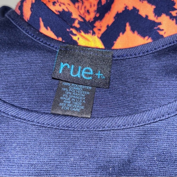 Rue+ Navy Blue and Orange Chevron Maxi Dress, sz 1X - Picture 8 of 8